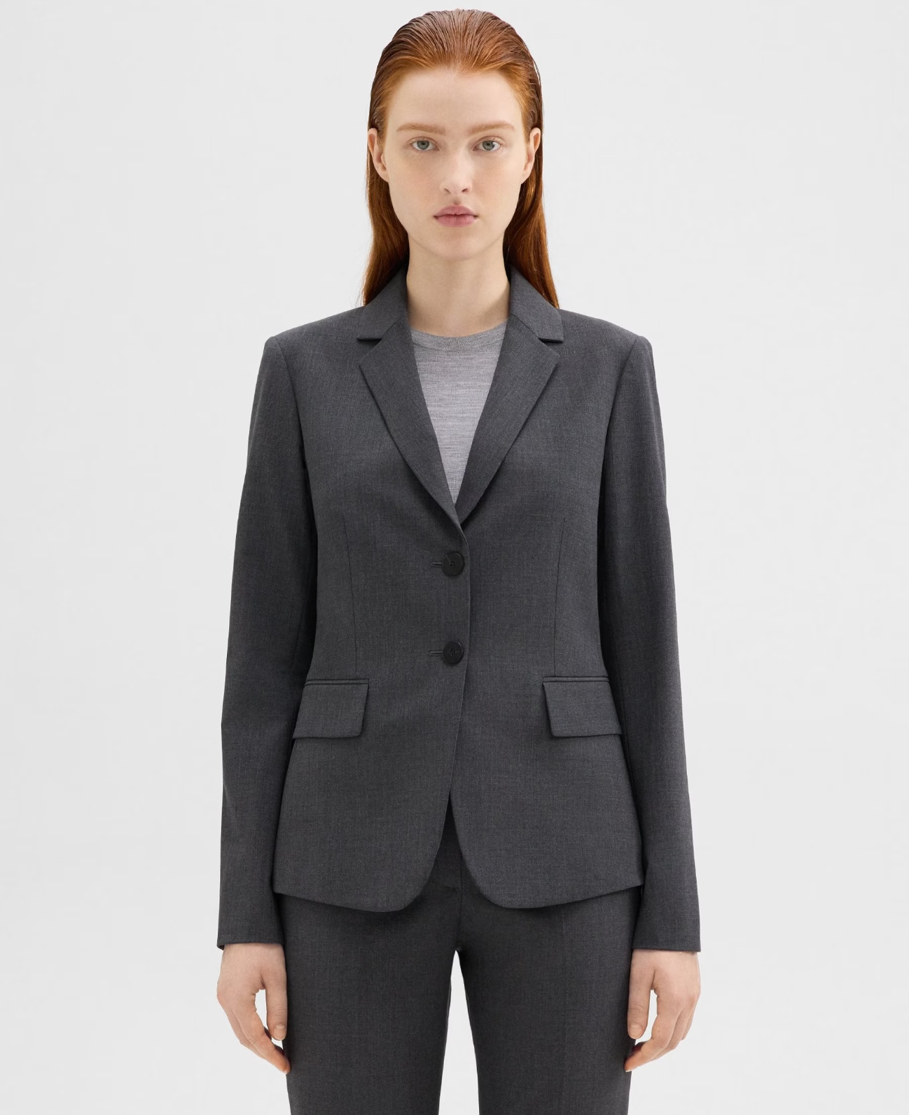 women's blazer in charcoal #color_Charcoal